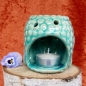 Mobile Preview: Niedliche Buddhakopf Duftlampe aus Keramik, türkisfarben
